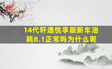 14代轩逸悦享版新车油耗8.1正常吗为什么呢