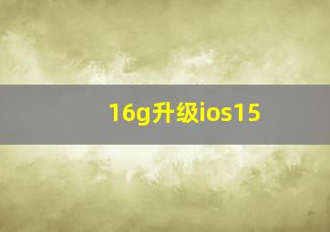 16g升级ios15