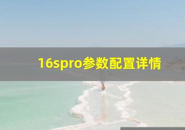 16spro参数配置详情