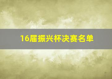 16届振兴杯决赛名单