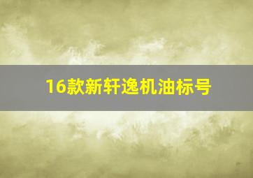 16款新轩逸机油标号