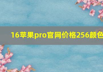 16苹果pro官网价格256颜色