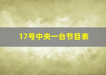 17号中央一台节目表