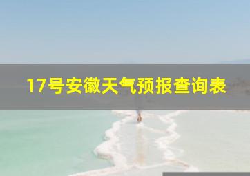 17号安徽天气预报查询表