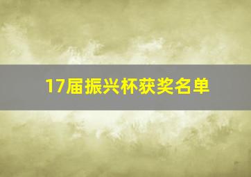 17届振兴杯获奖名单