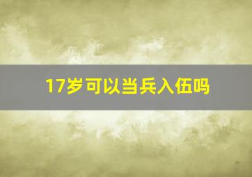 17岁可以当兵入伍吗