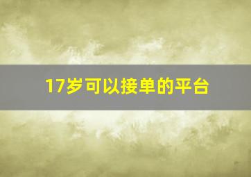 17岁可以接单的平台