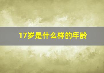 17岁是什么样的年龄