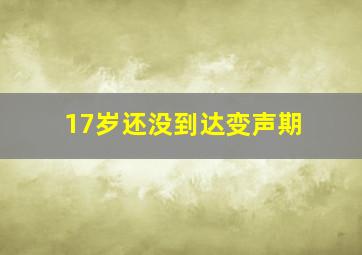 17岁还没到达变声期