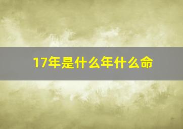 17年是什么年什么命