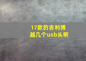 17款的吉利博越几个usb头啊