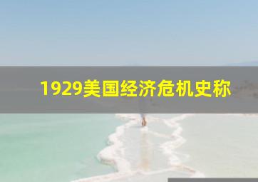 1929美国经济危机史称