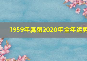 1959年属猪2020年全年运势