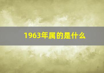 1963年属的是什么