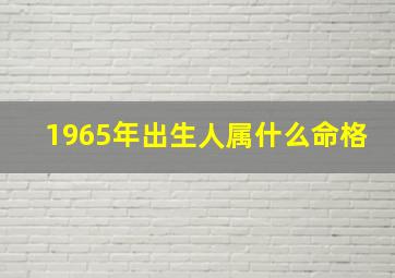 1965年出生人属什么命格