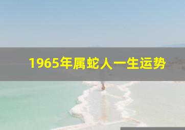 1965年属蛇人一生运势