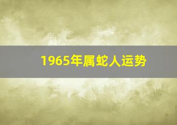 1965年属蛇人运势