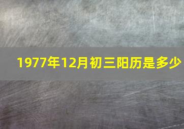 1977年12月初三阳历是多少