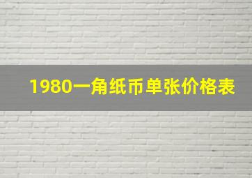 1980一角纸币单张价格表