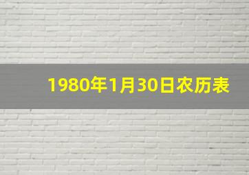 1980年1月30日农历表