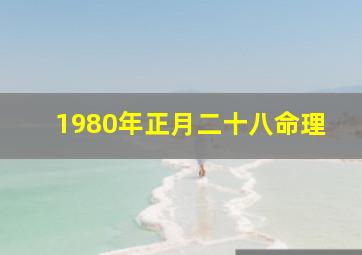 1980年正月二十八命理