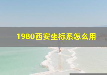 1980西安坐标系怎么用