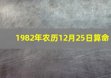 1982年农历12月25日算命