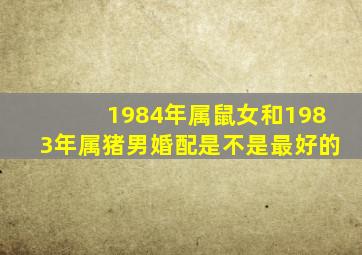 1984年属鼠女和1983年属猪男婚配是不是最好的