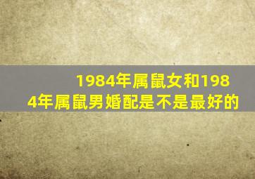 1984年属鼠女和1984年属鼠男婚配是不是最好的