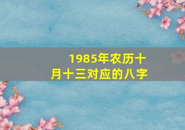 1985年农历十月十三对应的八字