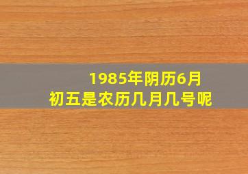 1985年阴历6月初五是农历几月几号呢