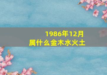 1986年12月属什么金木水火土