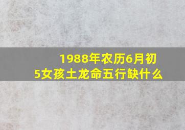 1988年农历6月初5女孩土龙命五行缺什么