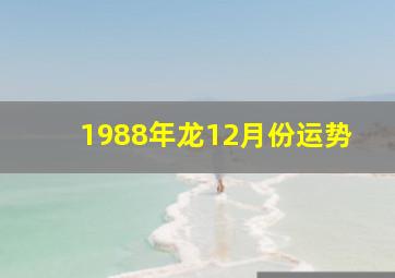 1988年龙12月份运势