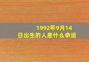 1992年9月14日出生的人是什么命运