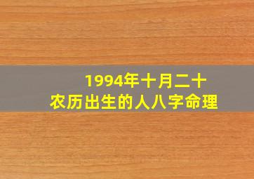 1994年十月二十农历出生的人八字命理