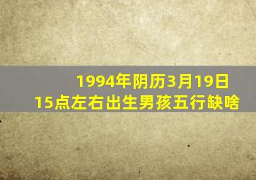 1994年阴历3月19日15点左右出生男孩五行缺啥