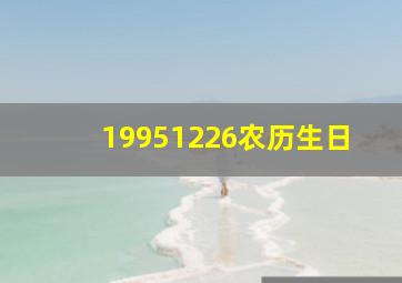 19951226农历生日