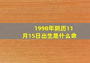 1998年阴历11月15日出生是什么命