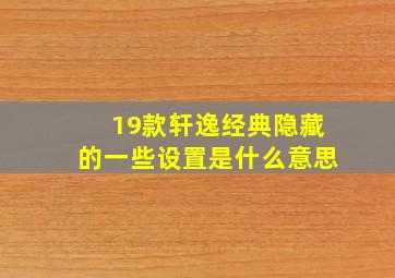 19款轩逸经典隐藏的一些设置是什么意思