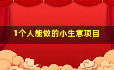 1个人能做的小生意项目