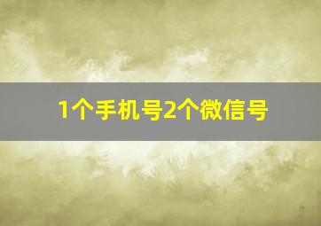 1个手机号2个微信号