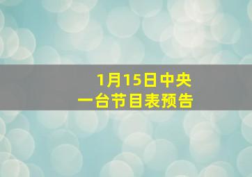 1月15日中央一台节目表预告