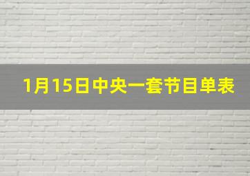 1月15日中央一套节目单表