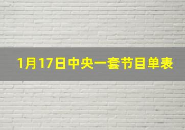 1月17日中央一套节目单表