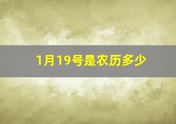 1月19号是农历多少