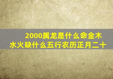 2000属龙是什么命金木水火缺什么五行农历正月二十