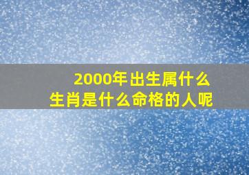 2000年出生属什么生肖是什么命格的人呢