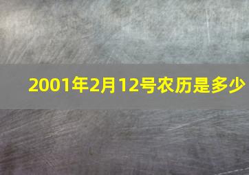 2001年2月12号农历是多少