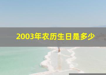 2003年农历生日是多少